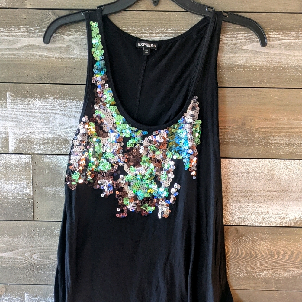 Black Sequins Express Tank Top size Medium